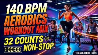 🔥 140 BPM AEROBICS WORKOUT MIX | 32 COUNTS NON-STOP | 1 Hour Continuous Mix | FitnessWorkoutMusic