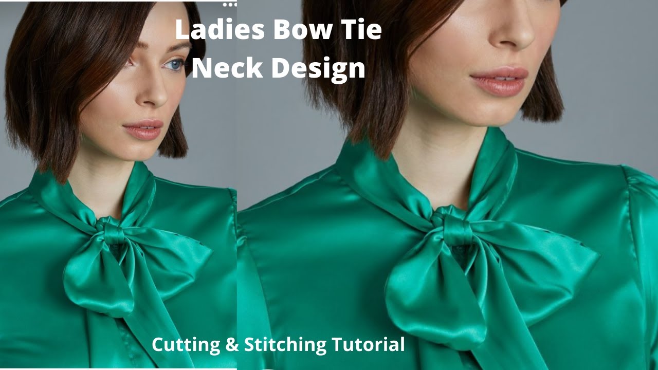 How to make Bow Tie Neck Design/ Latest Top with Tie Collar Neck ...