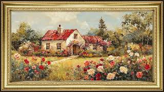 Rose Cottage Garden in Spring, Vintage Impressionist Oil Painting 4K UHD | Framed Art TV Screensaver screenshot 3