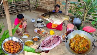 American rohu fish curry || cooking by village tribal people || village cooking || rural village