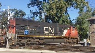Two CN SD75I's Pull Stack Train, West Chicago, IL