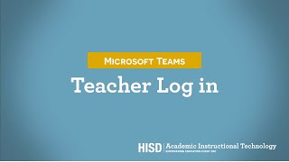 Microsoft Teams: Teacher Login