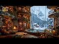 Winter Jazz for Deep Reading ❄️ A Snowbound Literary Library with Fireplace Glow and Endless Books