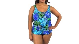 Maxine Plus Size Bon Voyage Scoop Tankini Top | SwimOutlet.com Resimi