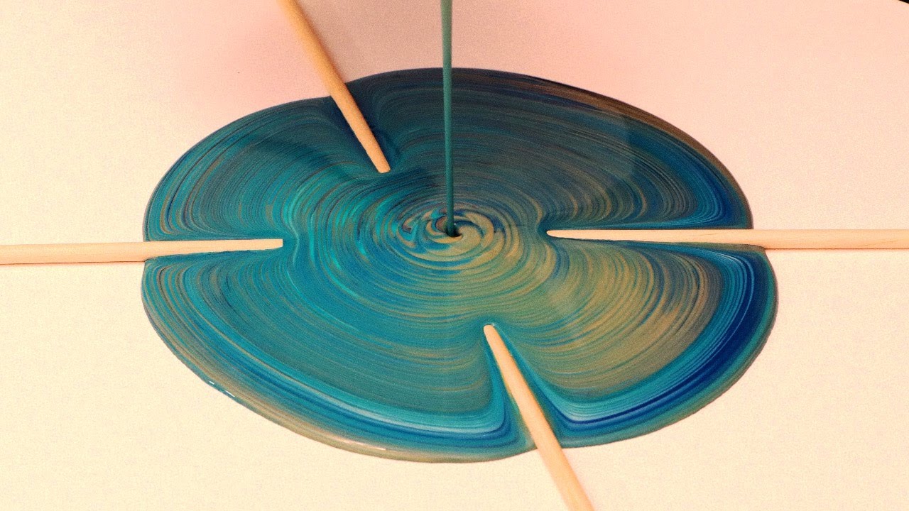 Large Canvas Acrylic Pour | Ring Pour Acrylic painting with 4 stick thingies