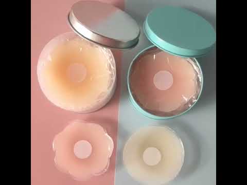 Силіконові наліпки на груди у вигляді квіточок one size бежевий, видео 1