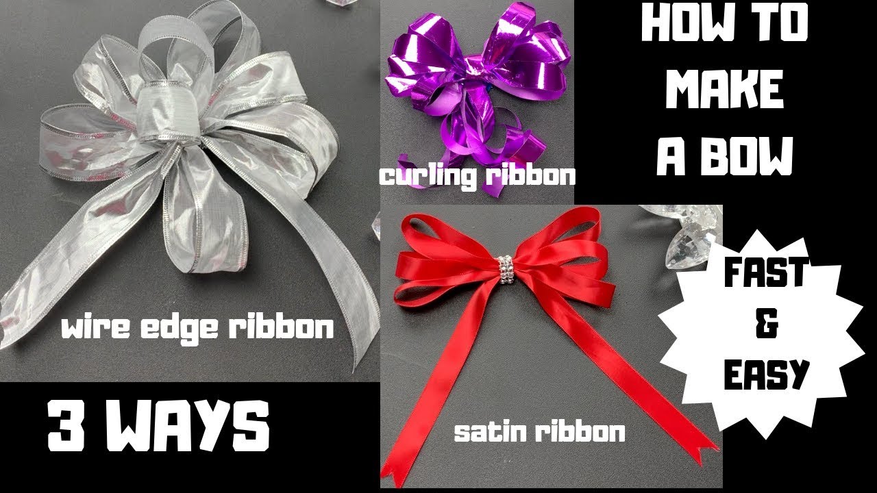 HOW TO MAKE A BOW FAST AND EASY 3 DIFFERENT WAYS | GIFT WREATH HOLIDAY BOWS - YouTube