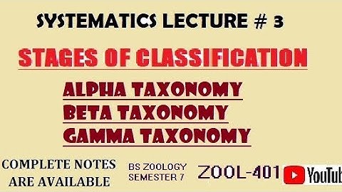 Alpha taxonomy|Beta taxonomy| Gamma taxonomy|Stages of classification|Systematics lect 3|  ZOOL-401