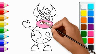 Learn How to Draw and Color A Cow | Cow Video | Cow Drawing