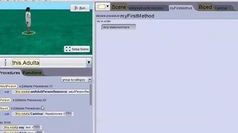 Creando un procedimiento en Alice 3: Movimiento caminar en dos piernas