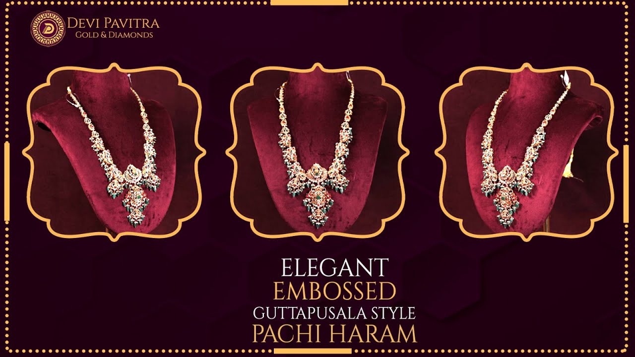 Gutta Poosala Style Pachi Long Haram || Designer Jewellery CollectionII Devi Pavitra Gold & Diamonds