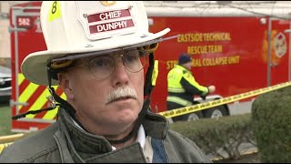 Fire official speaking after parking garage collapses on Edgewater Drive in Lakewood.