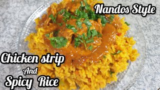 Nandos Style Chicken Strips and Spicy Rice | how to make Nandos Spicy Rice | chicken rice recipe