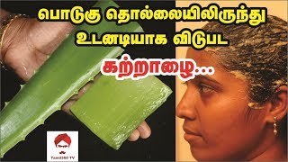 #Dandruff பொடுகு தொல்லையிலிருந்து உடனடியாக விடுபட கற்றாழை || Remove Dandruff using Aloevera