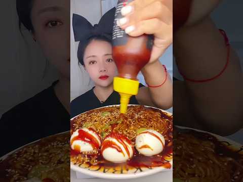 Fast Mukbang Spicy Noodles 🍜🔥 #mukbang #asmreating #shorts #foodvlog