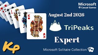 Microsoft Solitaire Collection - Daily Challenge - TriPeaks Expert - August 2nd 2026 - 2026-08-02