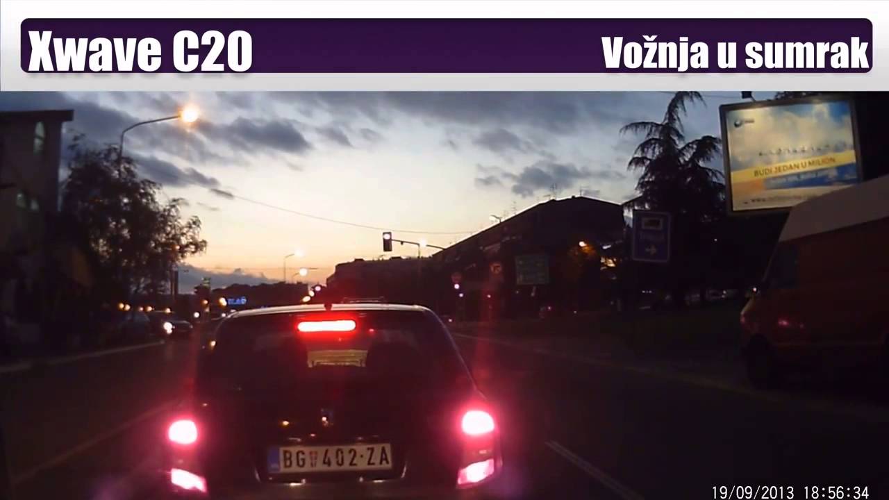 Xwave C20 car camera - vožnja u sumrak 1080P - YouTube