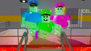 GHOST POLICE FAMILY in BARRY'S PRISON RUN! New Scary Obby (#Roblox)