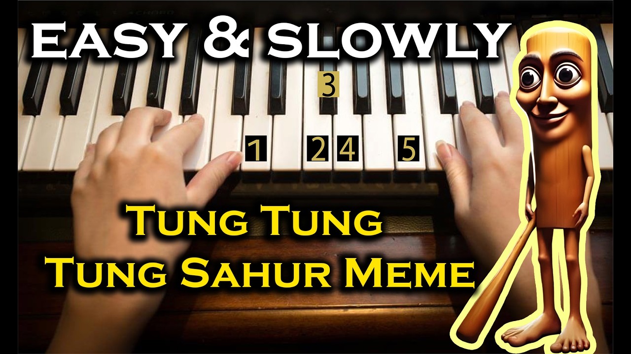 Easy & slowly Piano Tuto | Tung Tung Tung Sahur Meme Song | Beginner Piano - Number Notes
