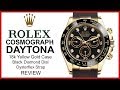 ▶ Rolex Cosmograph Daytona, Yellow Gold, Black Diamond Dial, Oysterflex, Rubber, REVIEW - 116518LN