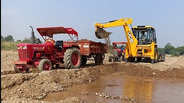 New JCB 3dx kirlosker Loading Mud in Mahindra Yuvo 575 Di tractor | Jcb loader | Jcb video