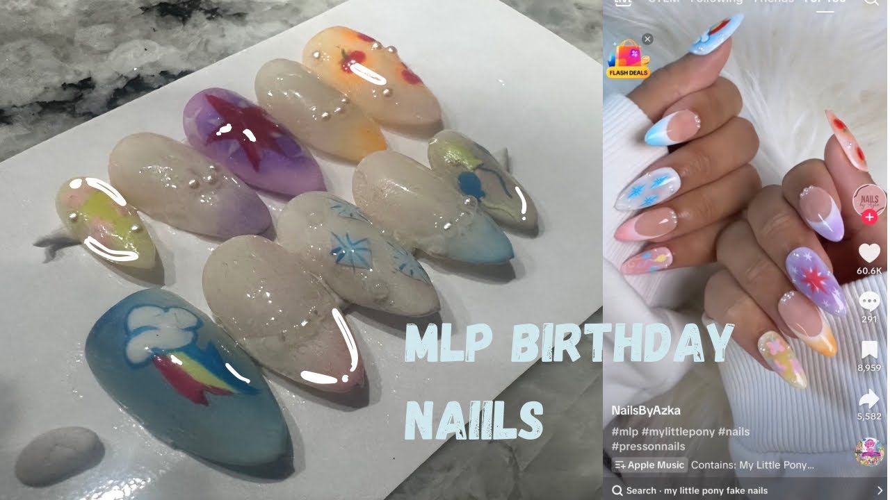 Do My little Pony birthday nails with me 🪩