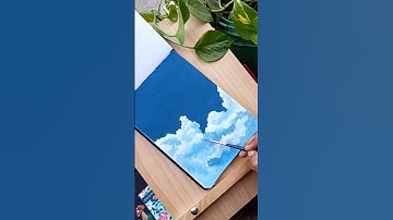 Painting Fluffy Clouds Using Gouache #paintwithme #paintingtutorial #shorts