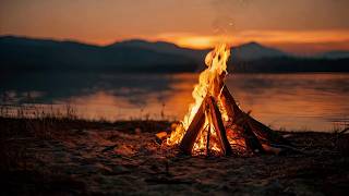 Sunset Campfire & Lake Serenity 🌲🔥 | Gentle Piano Jazz for Relaxation & Quiet Moments
