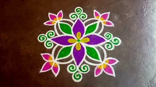Aadi madham 5x1 dots lotus flower kolam/fridayrangoli/easy rangoli/lotusmuggulu/gokulramya kolangal