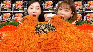 [Mukbang ASMR] 20 CUPS OF FIRE NOODLES CHALLENGE !!🔥 Korean spicy ramen seafood eatingshow Ssoyoung