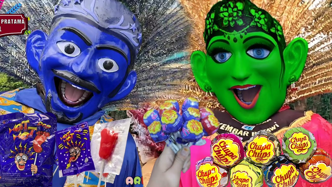 Ondel Ondel Berubah jadi Biru dan Hijau Lucu Banget Gara gara makan Lolipop Chupa Cupss