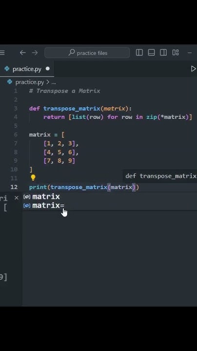 Transpose a Matrix | #python #pythonprogramming#coding#learnpython # ...