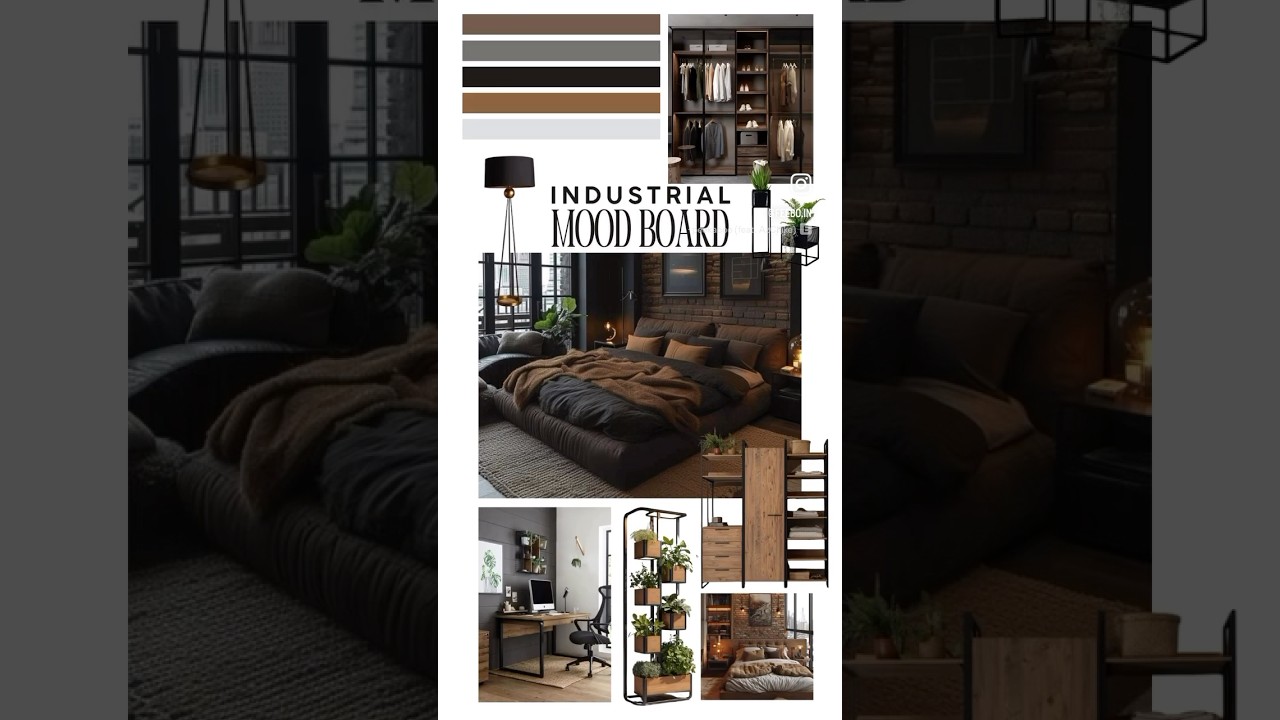 An industrial-style bedroom draws inspiration from old factories and lofts, incorporating raw.