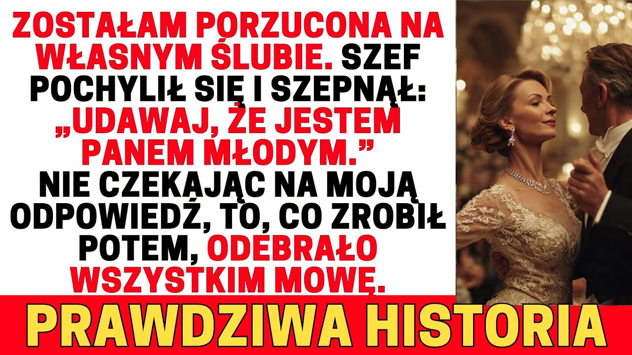 Zostałam porzucona w dniu ślubu. Szef szepnął: „Udawaj, że jestem panem młodym.”