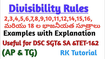 #Divisibility Rules  #భాజనీయత సూత్రాలు #dsc #dscmaths #aptet #tgtet  #apdsc  #tgdsc #tstet #tsdsc