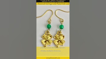 Shamrock Earrings Gold Plated Irish Leaf Clover Luck Celtic St. Patricks Day