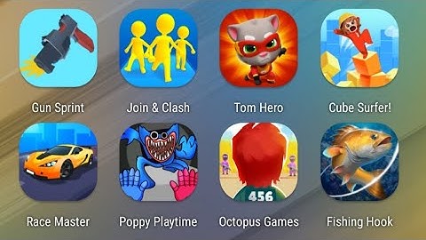 Gun Sprint,Join Clash 3D,Tom Hero Dash,Cube Surfer,Race Master,Poppy Playtime,Octopus Games,Fishing