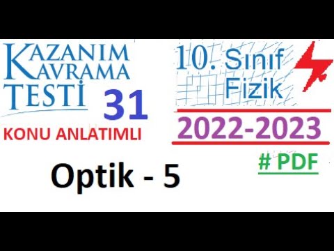 10. Sınıf | Fizik | Kazanım Testi 31 | Optik 5 | 2022 2023 | MEB | TYT | YKS | 2023 2024 | PDF