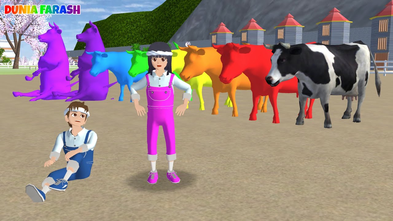 Yuta Dan Mio Kaget TomTom Buat Sapi Warna Warni || Sakura School