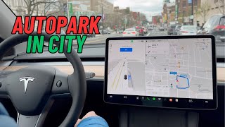 Tesla's Tap to Park - Autopark in City