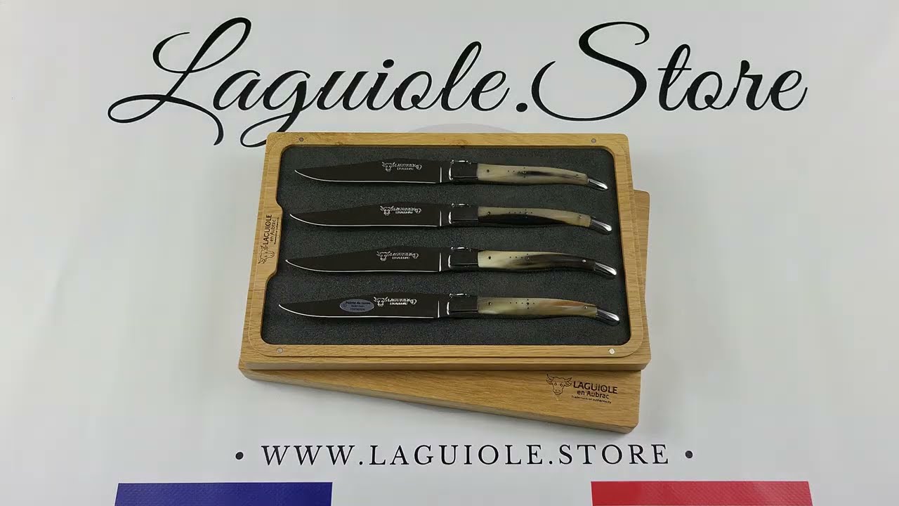 4-Piece Zebu Horn Tip Steak Knives by Laguiole en Aubrac