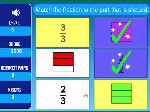Learn Simple Fractions - Math Matching Game - Level 1 - YouTube