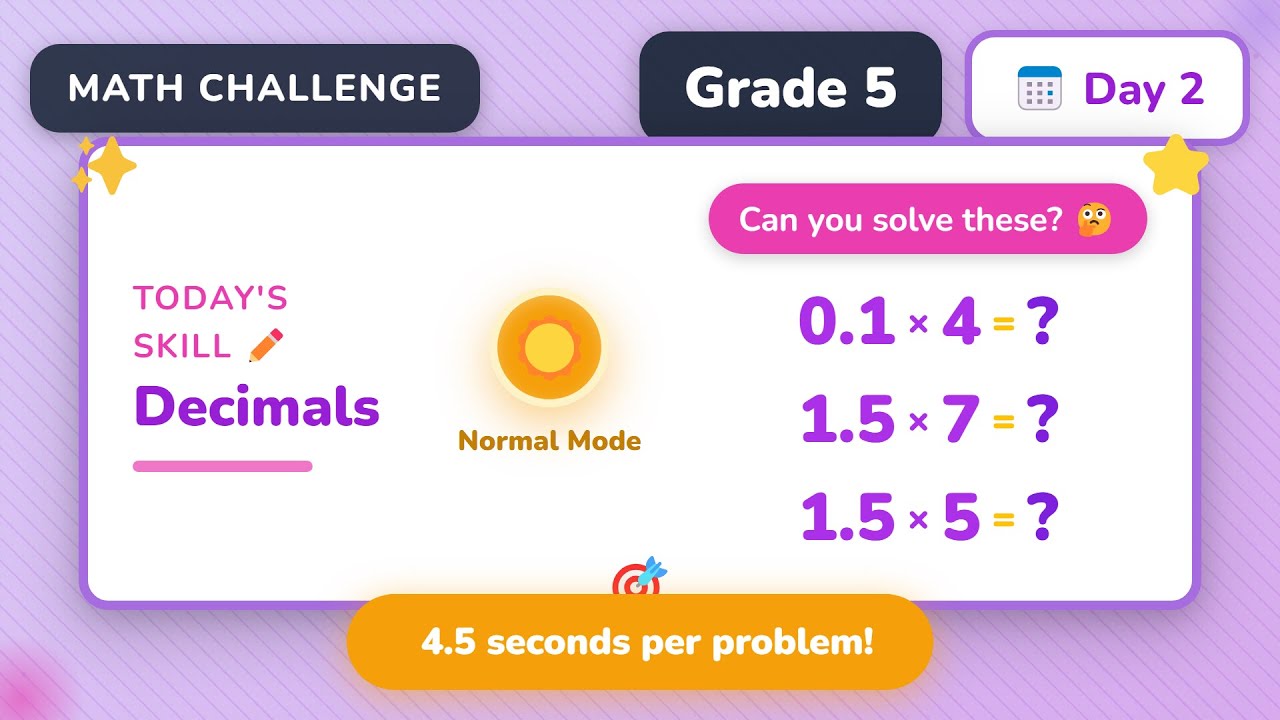 Grade 5 | Day 2: Decimals | Normal | daily math challenge - YouTube