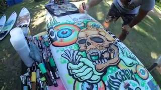 Drew Brophy Painting Metallica inspired Lost Surfboards at the Pipeline Masters 2019 on North Shore by Drew Brophy 1,327 views 4 years ago 1 minute, 10 seconds