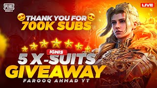 Thank you for 700K | 5 X-Suits Giveaway |🔥 PUBG MOBILE Live 🔥