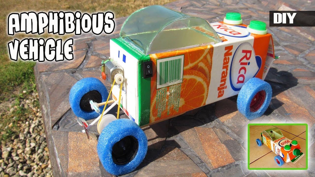 How to make an Amphibious vehicle from Juice box DIY car and boat