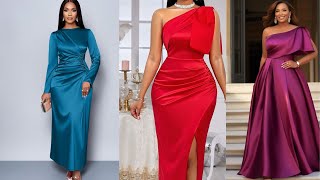 women’s elegant solid‑color dresses for parties// curvy women