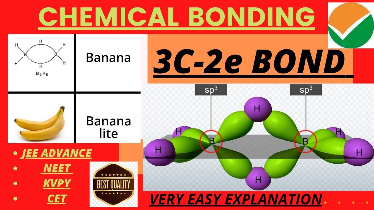 #60 BANANA BOND IN CHEMISTRY☺ I B2H6 😅 3 CENTRE 2 ELECTRON BOND 😊I 3C ...