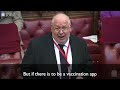 COVID-19 vaccination proof in Lords questions | 14 June 2021 | House of Lords