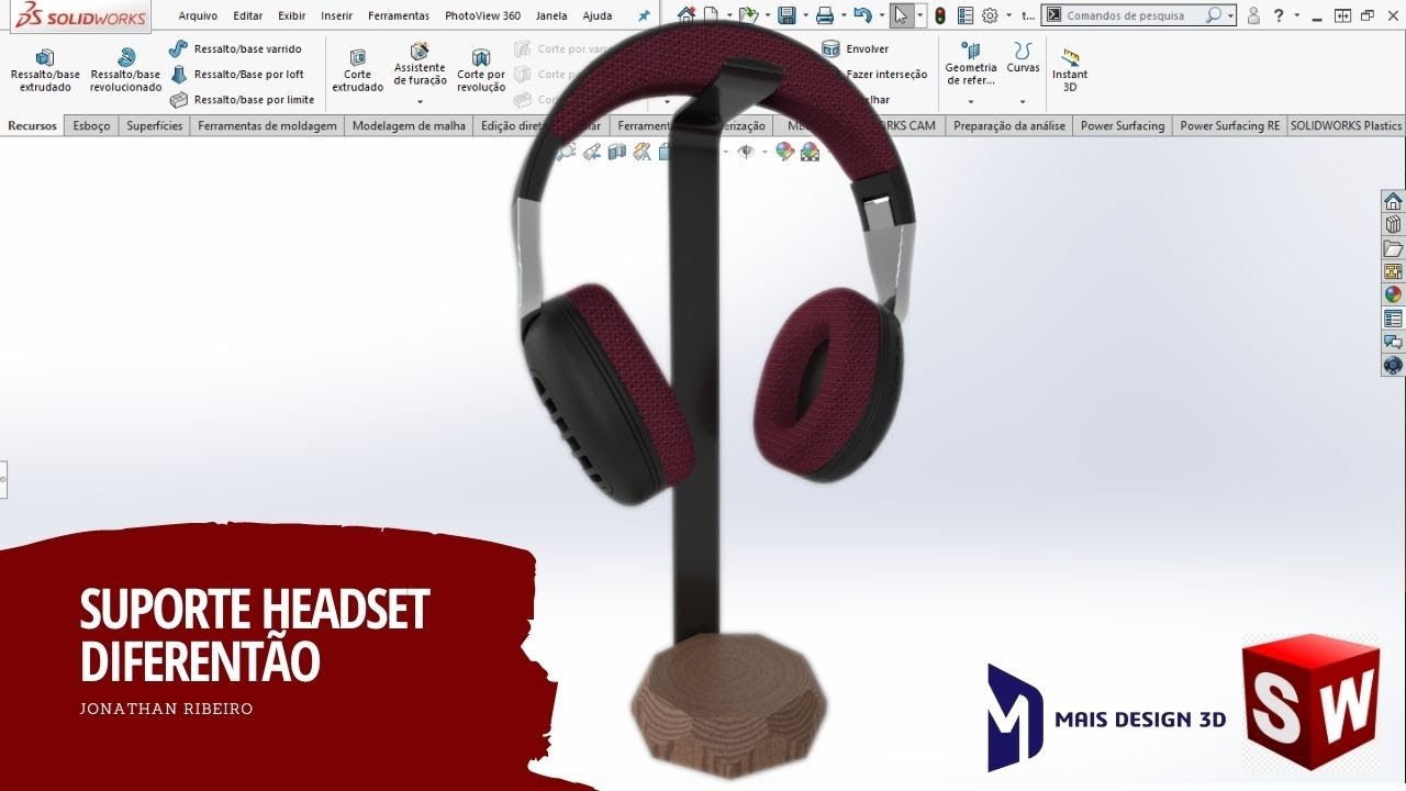 TUTORIAL SOLIDWORKS | BASE HEADSET DIFERENTÃO